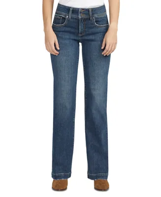 Silver Jeans Co. Women's Suki Mid Rise Curvy-Fit Trouser-Leg Denim