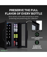 Luma Comfort Shadow Series Wine Cooler Refrigerator 12 Bottle & 39 Can Dual Temperature Zones, Freestanding Mirrored Wine and Beverage Fridge with Dou