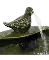 Sunnydaze Decor Dove Glazed Ceramic Outdoor Solar Water Fountain - 7 in