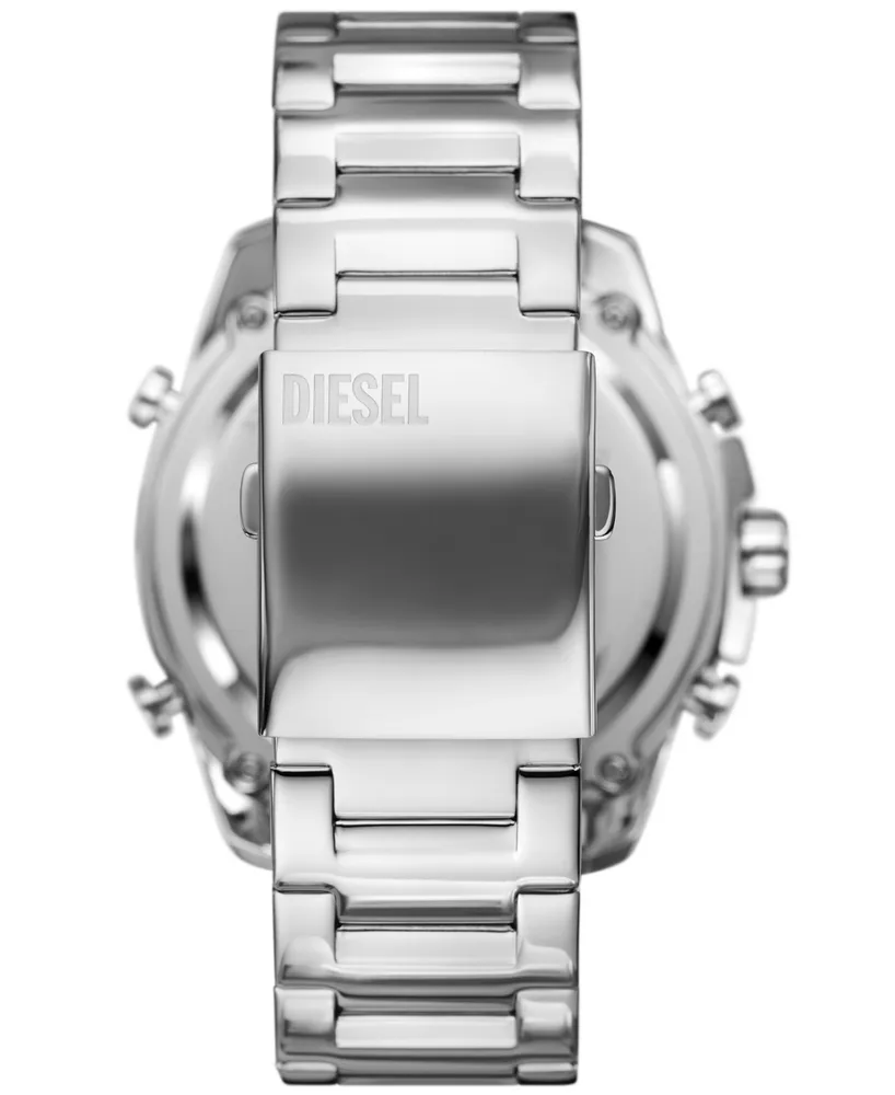 Diesel Men's Mega Chief Digital Silver-Tone Stainless Steel Watch 51mm