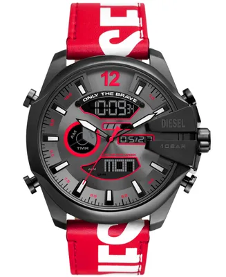 Diesel Men's Mega Chief Digital Red Leather Watch 51mm