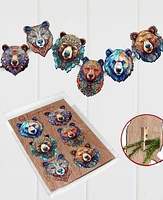 Designocracy Holiday Wooden Clip-On Ornaments Sentimental Forget-Me-Not Set of 6 G. DeBrekht