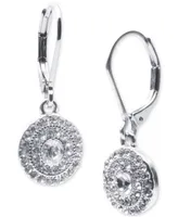 Lauren Ralph Lauren Silver-Tone Crystal Pave Disc Leverback Drop Earrings