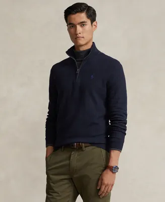 Polo Ralph Lauren Men's Mesh-Knit Cotton Quarter-Zip Sweater