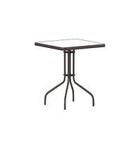 Emma+Oliver 23.5" Square Tempered Glass Metal Table With Smooth Ripple Design Top