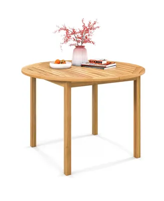 Patio Dining Table Acacia Wood Round Outdoor Bistro Table 4-Person