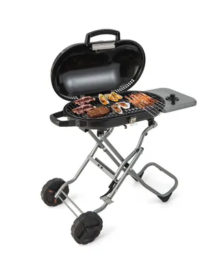 Portable Propane Grill Folding Gas Grill Griddle with Wheels & Side Shelf