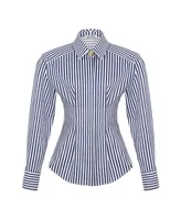 Nocturne Women's Shoulder Pad Striped Shirt - Multi