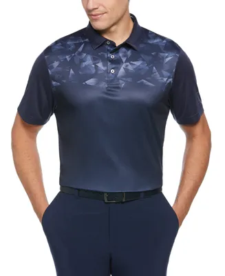 Pga Tour Men's Athletic Fit Geo Print Short Sleeve Golf Polo Shirt
