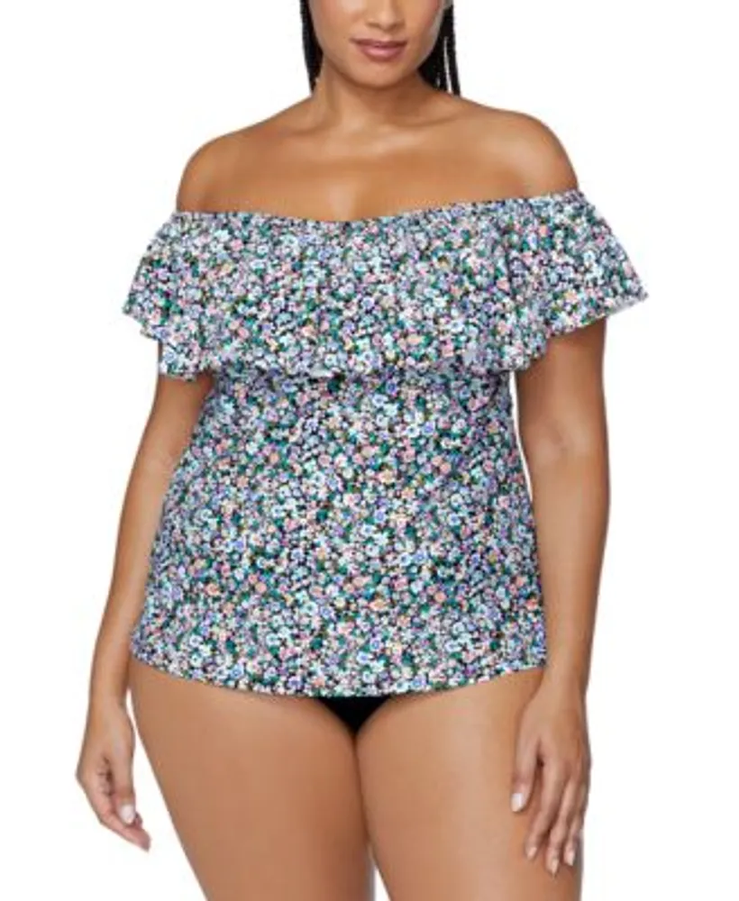 Raisins Curve Trendy Plus Size Tortuga Printed Tankini Top Bottoms