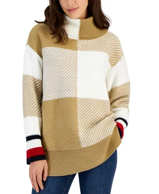 Tommy Hilfiger Women's Colorblocked Turtleneck Tunic Sweater