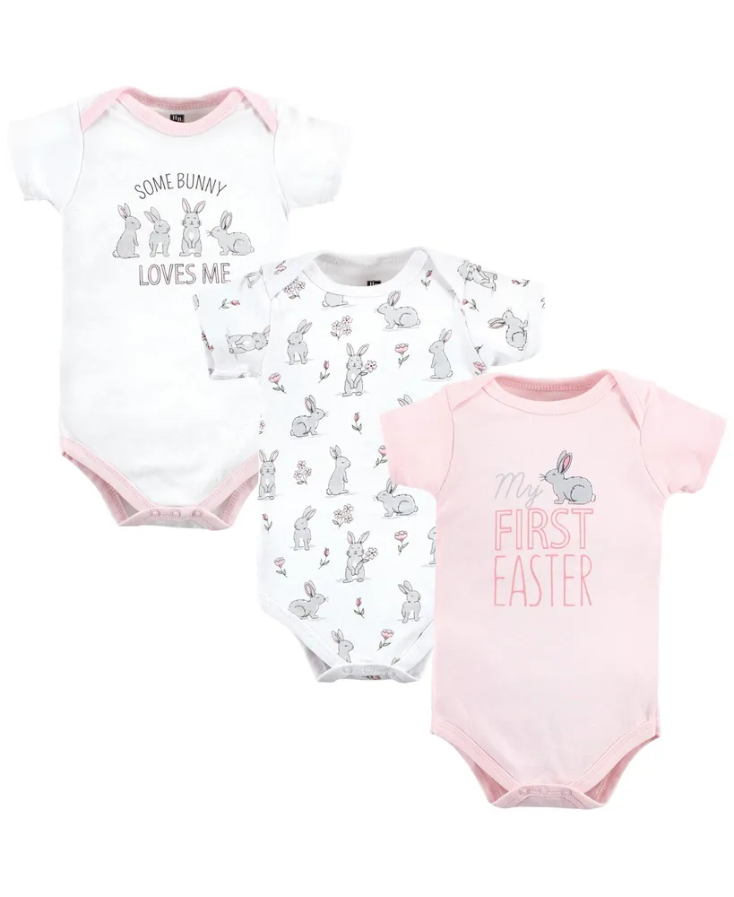 Hudson Baby Cotton Bodysuits, Girl First Valentine Easter - Hudson