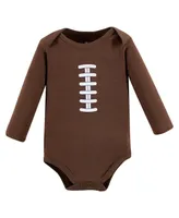 Hudson Baby Baby Boys Cotton Long-Sleeve Bodysuits, Football Buddy, 5-Pack