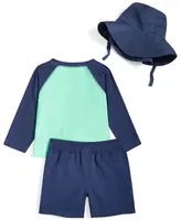 First Impressions Baby Boys Fish Rashguard, Swim Shorts and Hat, 3 Piece Set, Created for Macy's