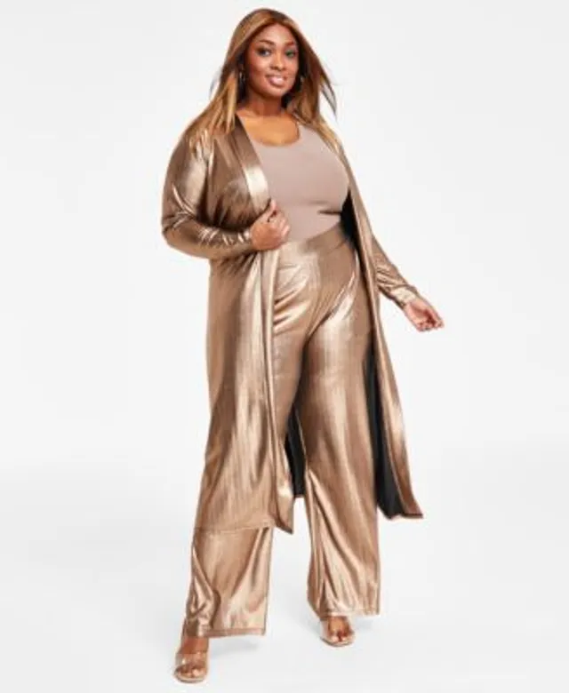 Nina Parker Trendy Plus Size Metallic Duster Ribbed Tank Top