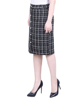 Ny Collection Petite Slim Tweed Double Knit Knee Length Skirt