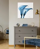 Empire Art Direct "Indigo Calla Lilies" Frameless Free Floating Tempered Glass Panel Graphic Wall Art, 24" x 24" x 0.2"