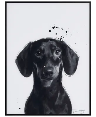 Empire Art Direct "Dachshund' Pet Paintings on Printed Glass Encased with A Black Anodized Frame, 24" x 18" x 1"