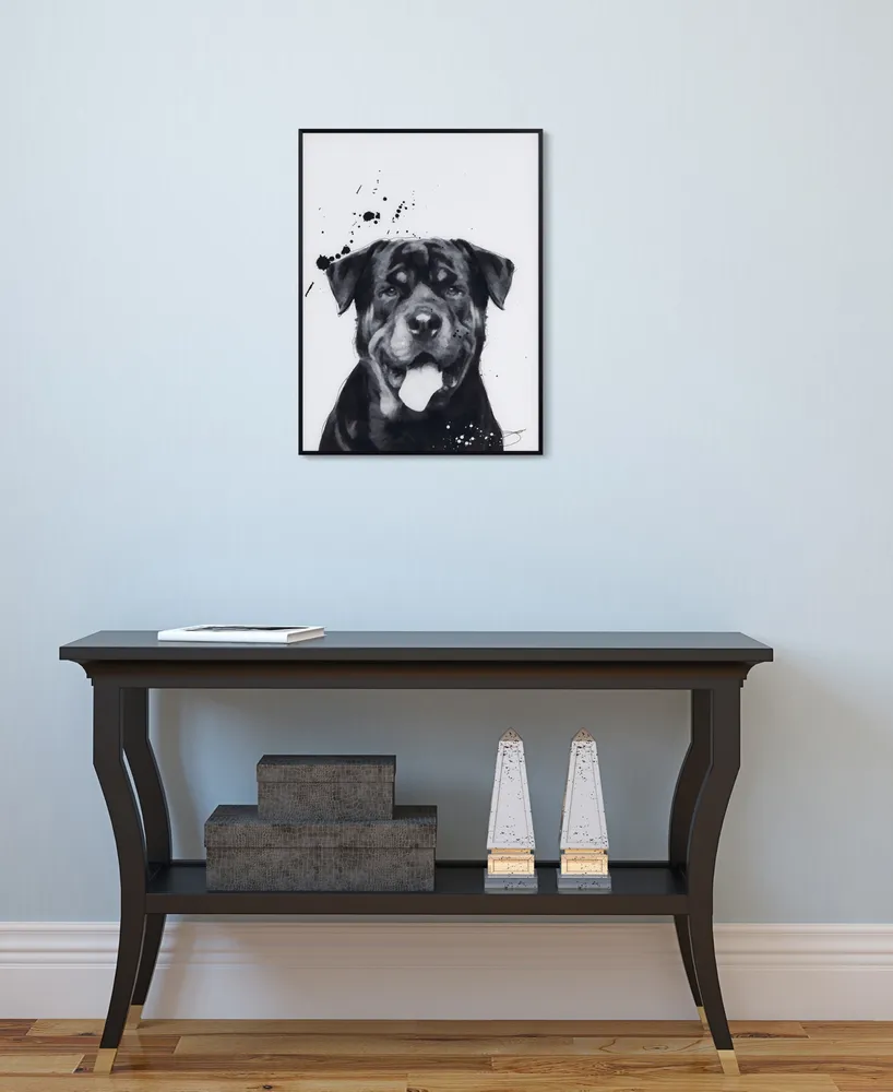 Empire Art Direct "Rottweiler" Pet Paintings on Printed Glass Encased with A Black Anodized Frame, 24" x 18" x 1"