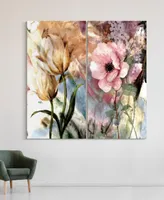 Empire Art Direct "Pastel Fleur I Li" Frameless Free Floating Reverse Printed Tempered Glass Wall Art Set of 2, 72" x 36" x 0.2" Each - Multi