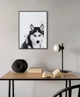 Empire Art Direct "Siberian Husky" Pet Paintings on Printed Glass Encased with a Black Anodized Frame, 24" x 18" x 1"