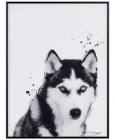 Empire Art Direct "Siberian Husky" Pet Paintings on Printed Glass Encased with a Black Anodized Frame, 24" x 18" x 1"