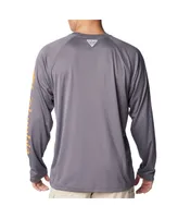 Men's Columbia Charcoal Tennessee Volunteers Terminal Tackle Omni-Shade Raglan Long Sleeve T-shirt