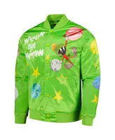 Men's Freeze Max Green Looney Tunes Marvin the Martian Graphic Satin Full-Snap Jacket