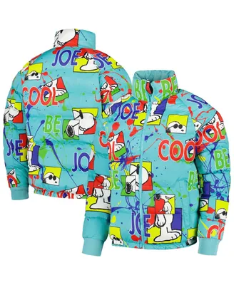 Men's Freeze Max Teal Peanuts Snoopy Joe Cool Puffer Raglan Full-Zip Jacket