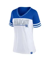 Women's Profile White, Royal Kentucky Wildcats Plus Field Game V-Neck T-shirt