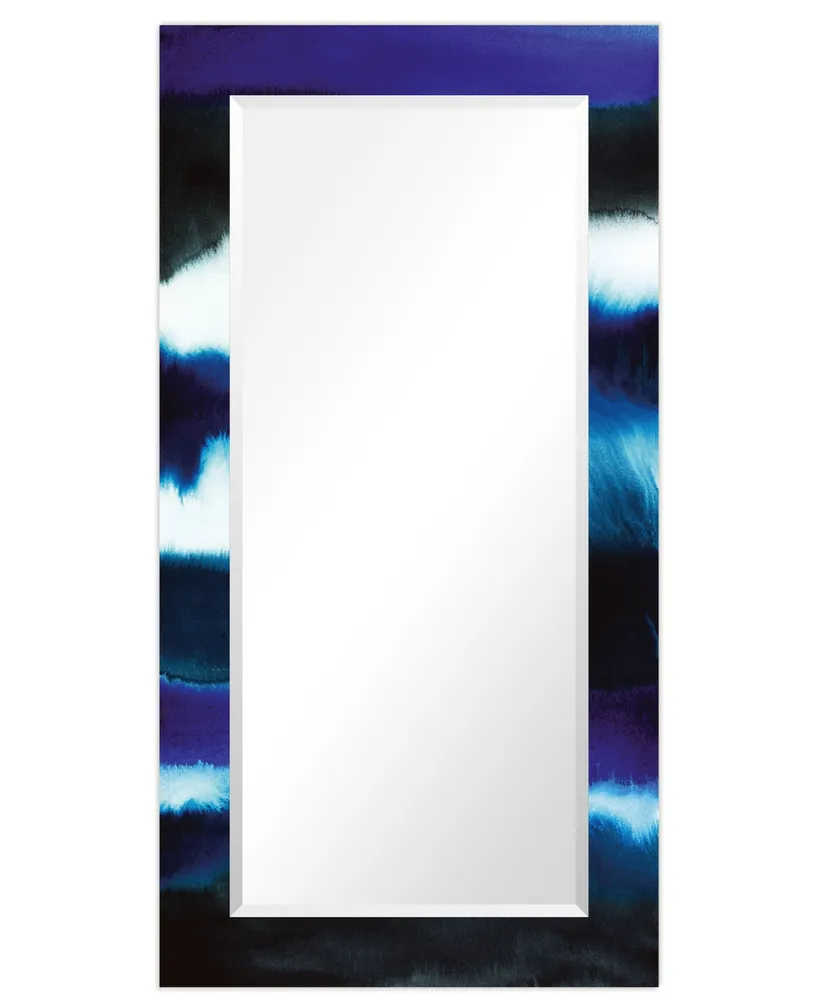 Empire Art Direct "Purple Heather Ii" Rectangular Beveled Mirror on Free Floating Printed Tempered Art Glass, 54" x 28" x 0.4"