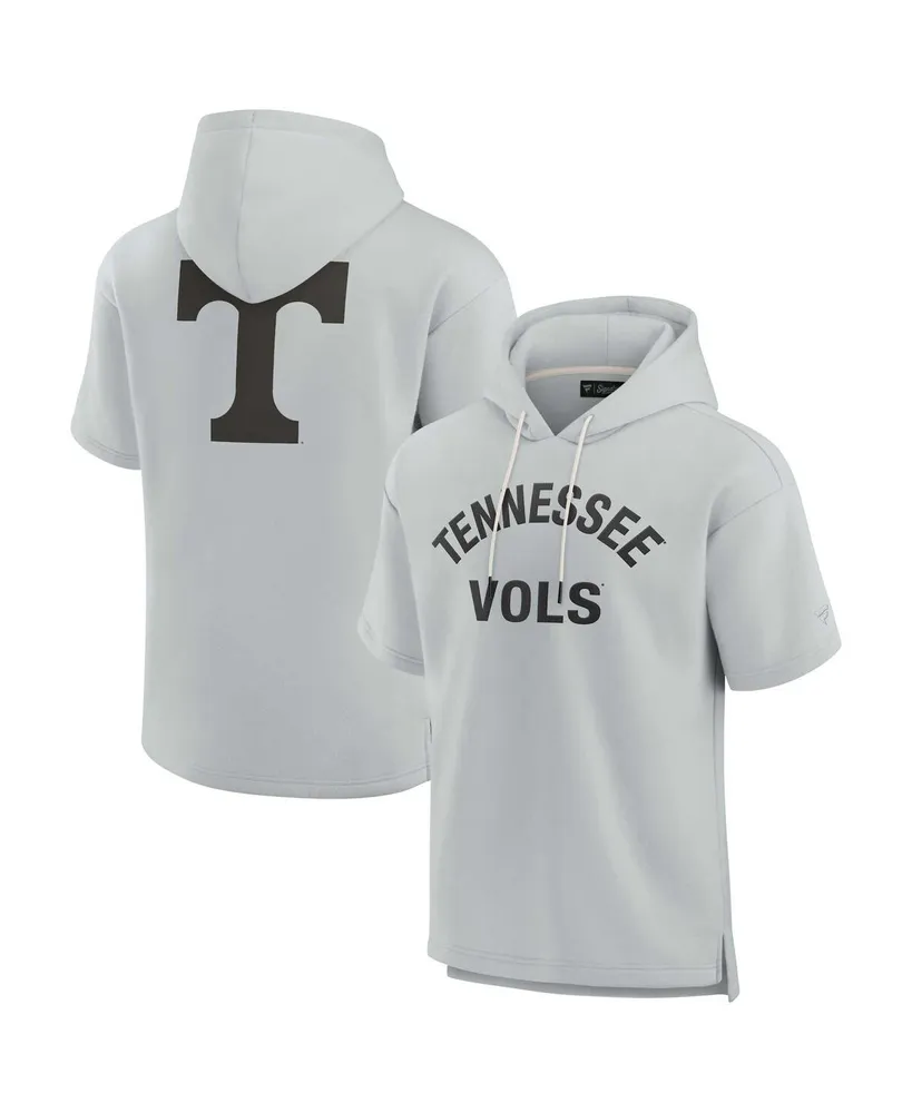 Men's and Women's Fanatics Signature Gray Tennessee Volunteers Super Soft Fleece Short Sleeve Pullover Hoodie