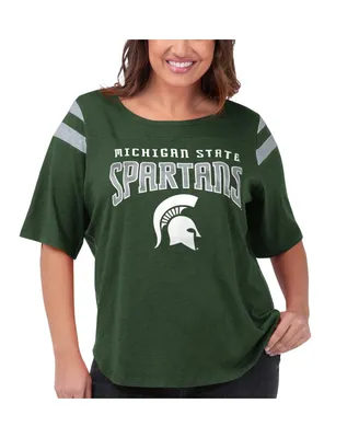Women's G-iii 4Her by Carl Banks Green Michigan State Spartans Linebacker Half-Sleeve T-shirt
