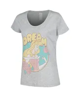 Women's Mad Engine Heather Gray Sleeping Beauty Dream Aurora Scoop Neck T-shirt