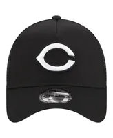 Men's New Era Black Cincinnati Reds A-Frame 9FORTY Trucker Adjustable Hat