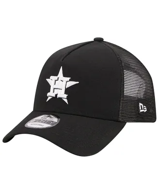 Men's New Era Black Houston Astros A-Frame 9FORTY Trucker Adjustable Hat