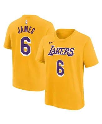 Big Boys LeBron James Gold Los Angeles Lakers Icon Name and Number T-shirt