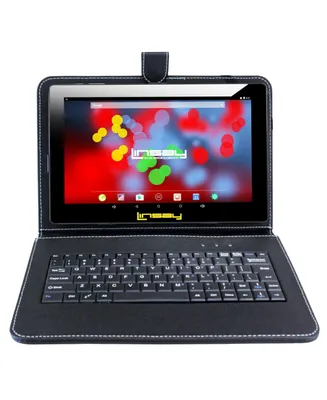 Linsay New 10.1" Tablet Octa Core 128GB Bundle with Black Keyboard Case Newest Android 13