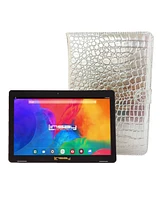 Linsay New 10.1" Tablet Octa Core 128GB Bundle Deluxe with Silver Keyboard Newest Android 13