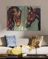 Empire Art Direct "Horse Portrait" Fine Giclee Printed Directly on Hand Finished Ash Wood Wall Art Set of 2, 36" x 24" x 1.5" Each