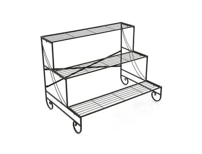 3-Tier Mental Plant Stand with Grid Shelf