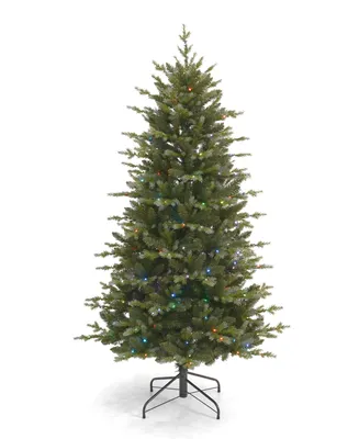 Seasonal The Bluffton Pine 6' Pe, Pvc Tree, 1813 Tips, 300 Rgbw Lights, Metal Stand, Ez-Connect