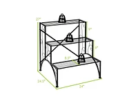 3-Tier Metal Plant Rack Garden Shelf in Stair Style