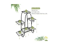 6-Tier Plant Stand with Adjustable Foot Pads-Black