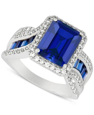 Grown With Love Lab Grown Sapphire (5-1/5 ct. t.w.) & Lab Grown Diamond (1/2 ct. t.w.) Statement Ring in 14k White Gold
