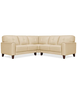 Closeout! Ashlinn 94" 3-Pc. Pastel Leather Sectional, Created for Macy's