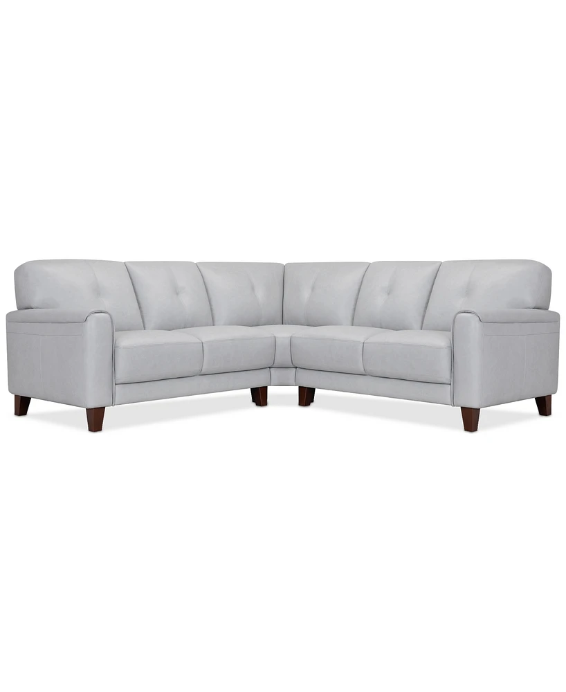 Closeout! Ashlinn 94" 3-Pc. Pastel Leather Sectional, Created for Macy's
