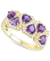 Amethyst (1-1/2 ct. t.w.) & Lab-Grown White Sapphire (3/8 ct. t.w.) Heart Cluster Statement Ring in 14k Gold-Plated Sterling Silver