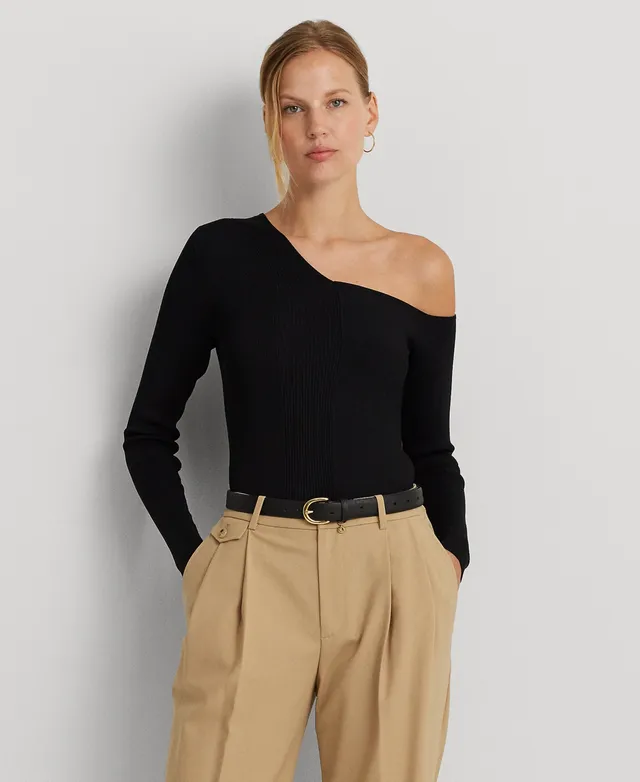 Lauren Ralph Lauren Women's Button-Trim Ribbed Cotton-Blend Sweater - Macy's