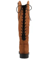 Journee Collection Women's Mirinda Wide Calf Rouched Stretch Knee High Boots